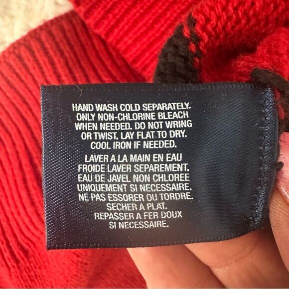 Ralph Lauren Kids Red Blue long Cut Asymmetrical Knit Sleeves Sweater Vest 8-10 - Picture 8 of 11